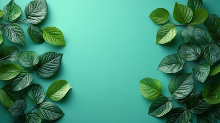 Poster - fresh green leaves on soft pastel background for natural,eco friendly designs,stock image