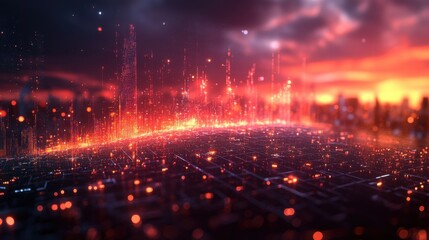 Fototapete - futuristic business growth chart,light effects