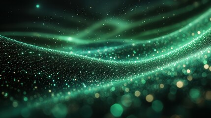 Aufkleber - glowing green light patten black background grainy gradient noise texture poster banner backdrop abstract design power point background