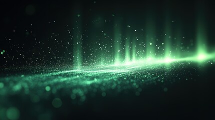 Leinwandbilder - glowing green light patten black background grainy gradient noise texture poster banner backdrop abstract design power point background,stock image