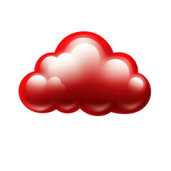 Poster - red and white cloud icon with glossy, three dimensional appearance, set against transparent background. design is simple and modern, evoking sense of digital or weather related themes