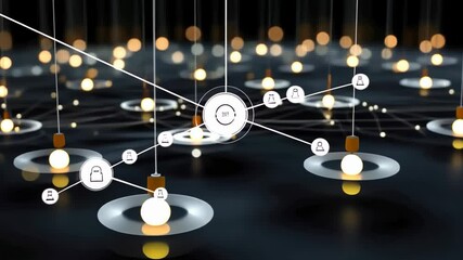 Fototapete - Intricate light patterns illuminate connections in a digital landscape at night in a mesmerizing display of technology and design Generative AI