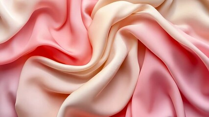 Poster - Elegant silk fabric swirling gently in shades of blush and peach under soft ambient light Generative AI