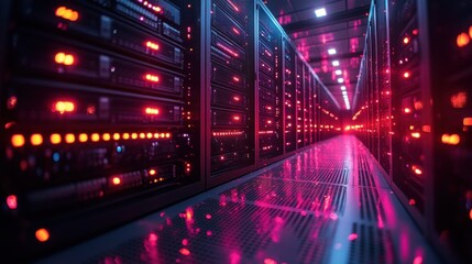 Aufkleber - high tech data center,robust network switches,glowing cables