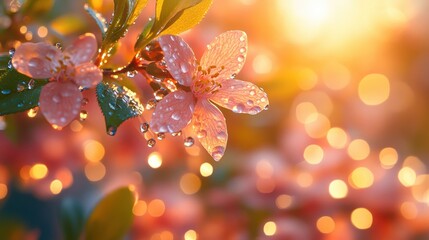 Aufkleber - immersive experience showcases beauty of dewdrops on different surfaces capturing reflections,miniature worlds within each drop highlighting magnified beauty that dew adds to environment