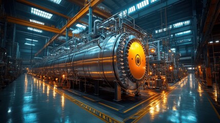 Aufkleber - industrial boiler a sizable metal tank used to create heat,steam in industrial environments ensuring efficient operation of factories plants,energy systems,stock image