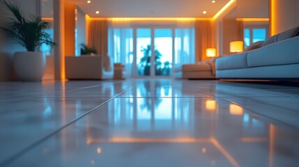 Fototapete - interior of the room made of porcelain tiles selective focus,photo stock