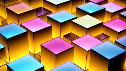 Aufkleber - Vibrant cubes dance in radiant hues, transforming a dark space into a kaleidoscope of color and light Generative AI