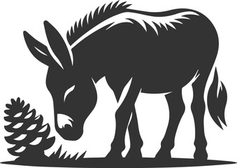 Naklejka na meble Donkey animal vector with tree silhouette
