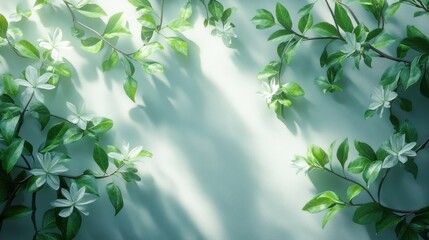 Poster - minimalistic light background,blurred foliage shadow on white wall,stock image
