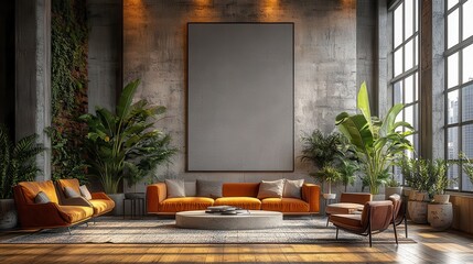 Poster - modern conference room interior,large blank vertical canvas for mockup display 3d rendering,photo stock