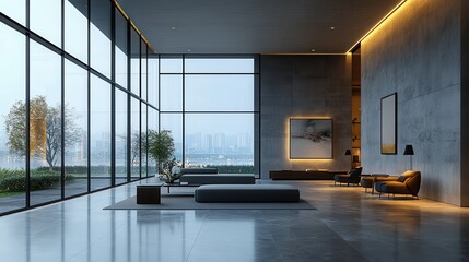 Fototapete - modern office interior,empty wall for mockup 3d rendering