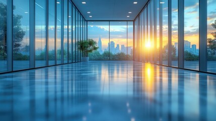 Fototapete - modern office interior,panoramic windows,blurred background for professional use,stock image