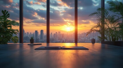 Aufkleber - modern office interior,panoramic windows,blurred background for professional use