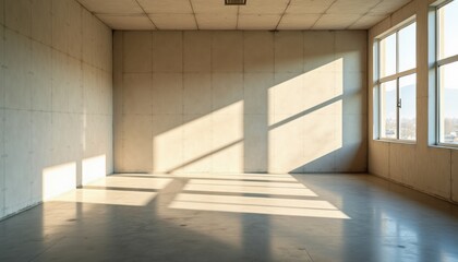 Aufkleber - Empty room with sunlight casting shadows on the walls  