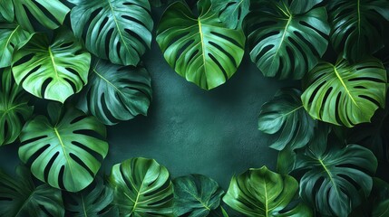 Poster - monstera leaf s modern aesthetic,interior design appeal create a scene that brings elegance of nature into living spaces,stock photo