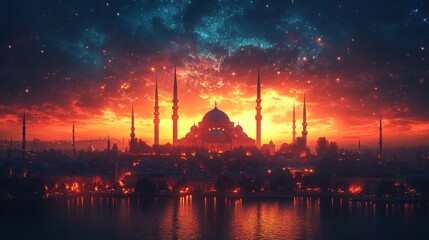 Poster - muslim holy month ramadan kareem concept created,ai generative tools