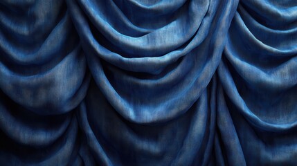 Poster - navy blue curtain,many folds background texture,photo stock