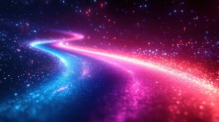 Aufkleber - neon blue,pink light trails against a starry sky flowing in a curved path to create a vibrant fast motion effect,a futuristic cosmic atmosphere,photo stock