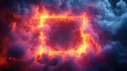 Poster - neon frame smoke fire glowing