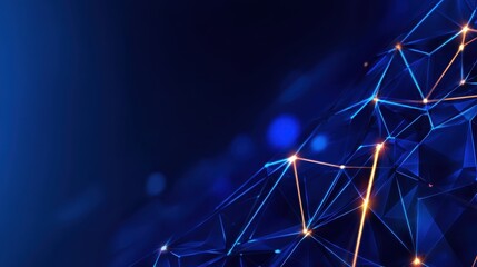 Aufkleber - Abstract blue geometric background with glowing lines and shapes, suitable for technology themes