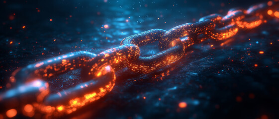 Poster - glowing chain symbolizing blockchain technology and security