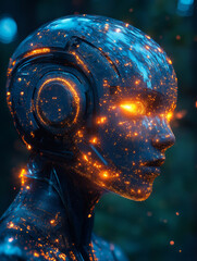 Poster - futuristic ai with glowing features and intricate design