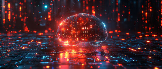 Poster - glowing digital brain showcasing futuristic AI concept