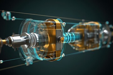 Poster - Detailed view of a futuristic motor design featuring intricate components and technology