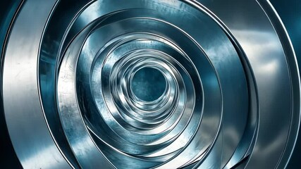 Aufkleber - Exploration of mesmerizing metallic spirals creating an endless tunnel in captivating blue tones Generative AI