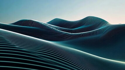 Poster - Explore the mesmerizing undulating waves of a vibrant landscape at dawn in this stunning visual art piece Generative AI