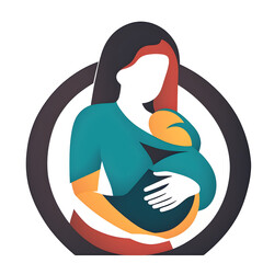 Poster - Modern design icon of a breastfeeding symbol symbolising maternal care isolated on a empty plain background