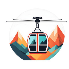 Poster - Modern design icon of a cable car symbolising mountain transportation isolated on a empty plain background