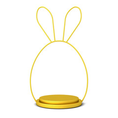 Aufkleber - Minimal gold rabbit or bunny product display podium isolated on white background with shadow easter day concepts 3D rendering