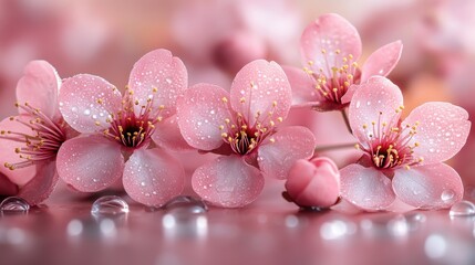 Poster - png delicate pink cherry blossoms floating,photo stock
