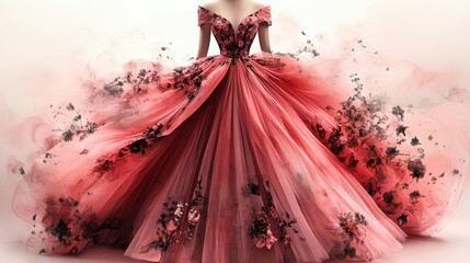 Poster - png elegant floral pink dress,photo stock