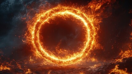 Poster - png fiery circular energy ring,stock image