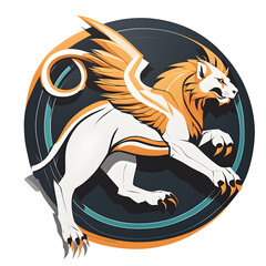 Aufkleber - Modern design icon of a chimera symbolising hybrid mythological creatures isolated on a empty plain background