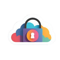 Poster - Modern design icon of a cloud with lock symbolising cloud security, isolated on a empty plain background