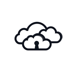 Poster - Modern design icon of a cloud with lock symbolising cloud security, isolated on a empty plain background