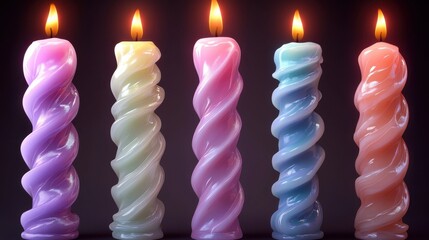 Poster - png purple spiral candles elegance element set on transparent background