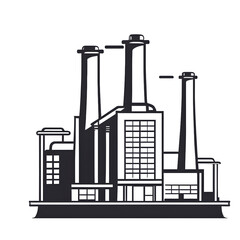 Poster - modern design icon of a factory symbolising industry, isolated on a empty plain background