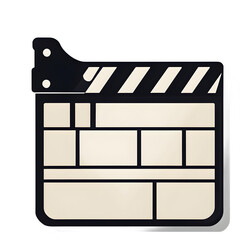 Poster - modern design icon of a film clapperboard symbolising cinema, isolated on a empty plain background