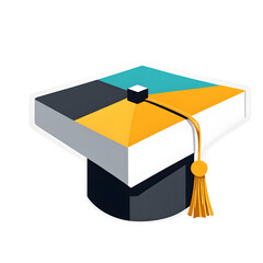 Aufkleber - Modern design icon of a graduation cap symbolising education, isolated on a empty plain background