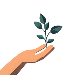 Poster - modern design icon of a hand raising plant symbolising nurturing, isolated on a empty plain backgrou