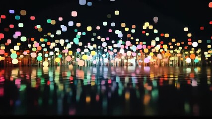 Poster - Colorful light patterns illuminate the night in a mesmerizing display of vibrant hues at a festive gathering Generative AI