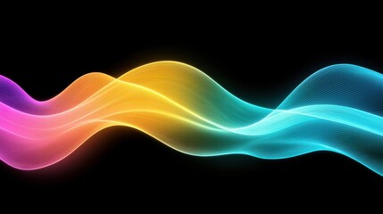 Poster - Glow Abstract neon light trails forming dynamic and futuristic wave patterns.