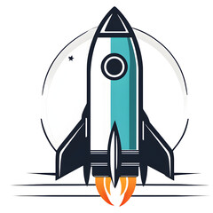 Poster - Modern design icon of a rocket symbolising innovation, isolated on a empty plain background