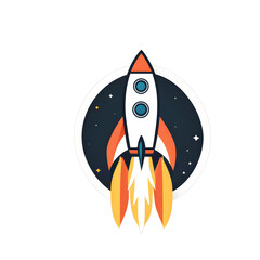 Poster - Modern design icon of a rocket symbolising innovation, isolated on a empty plain background