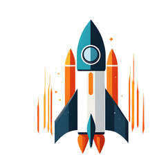 Poster - Modern design icon of a rocket symbolising innovation, isolated on a empty plain background